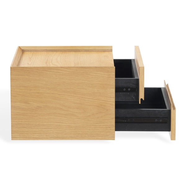 Safavieh Dontay 2 Drawer Ribbed Floating Nightstand - Elegant Wood Design For Modern Bedroom Spaces Natural Wood Sfv4262a