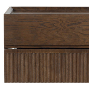 Safavieh Dontay 2 Drawer Ribbed Floating Nightstand - Elegant Wood Design For Modern Bedroom Spaces Walnut Wood Sfv4262b