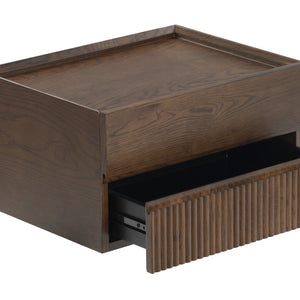 Safavieh Dontay 2 Drawer Ribbed Floating Nightstand - Elegant Wood Design For Modern Bedroom Spaces Walnut Wood Sfv4262b