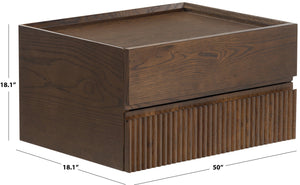 Safavieh Dontay 2 Drawer Ribbed Floating Nightstand - Elegant Wood Design For Modern Bedroom Spaces Walnut Wood Sfv4262b