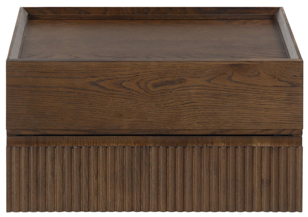 Safavieh Dontay 2 Drawer Ribbed Floating Nightstand - Elegant Wood Design For Modern Bedroom Spaces Walnut Wood Sfv4262b