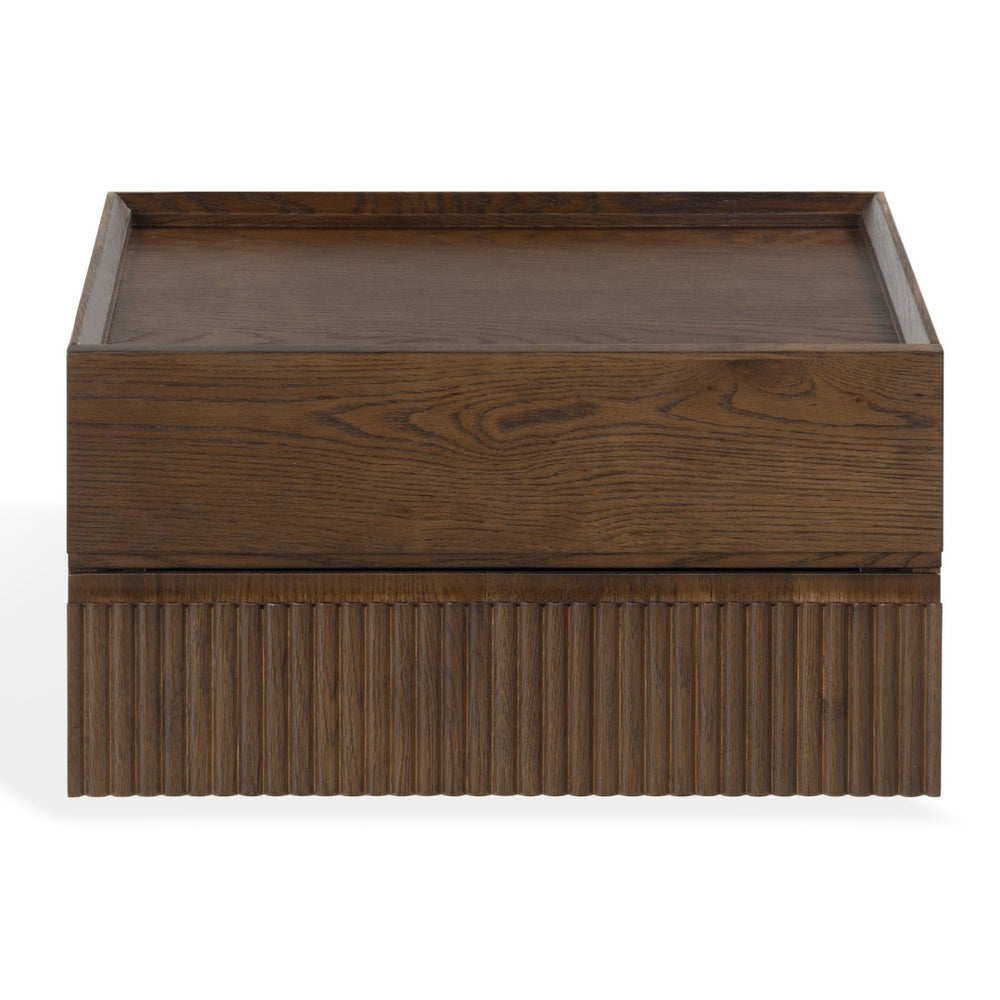 Safavieh DONTAY 2-Drawer Ribbed Floating Nightstand - Modern Design for Stylish Bedroom Storage Solutions Walnut SFV4262B