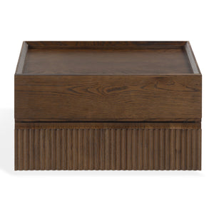 Safavieh Dontay 2 Drawer Ribbed Floating Nightstand - Elegant Wood Design For Modern Bedroom Spaces Walnut Wood Sfv4262b