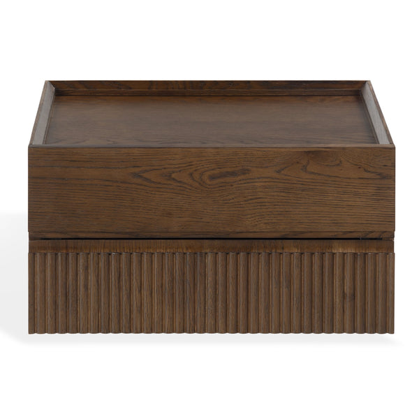Safavieh Dontay 2 Drawer Ribbed Floating Nightstand - Elegant Wood Design For Modern Bedroom Spaces Walnut Wood Sfv4262b