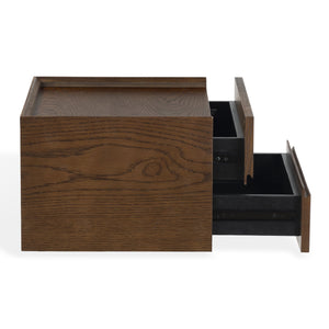 Safavieh Dontay 2 Drawer Ribbed Floating Nightstand - Elegant Wood Design For Modern Bedroom Spaces Walnut Wood Sfv4262b
