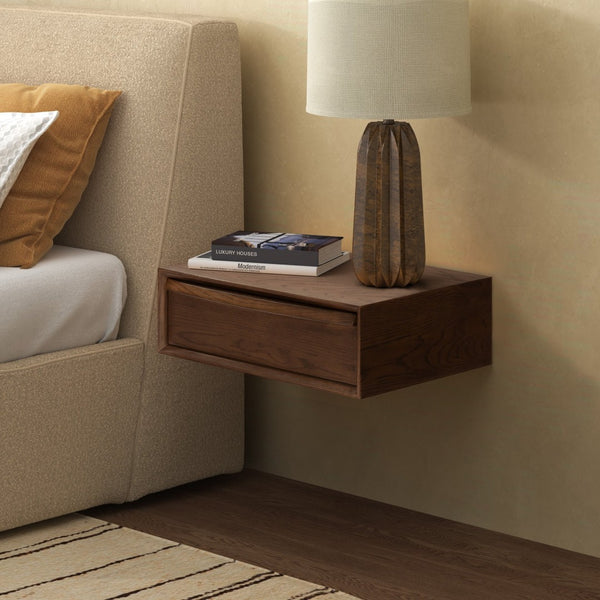 Safavieh PHILBERT 1 Drawer Floating Nightstand - Modern Wall-Mounted Design for Stylish Bedroom Storage Walnut SFV4264B