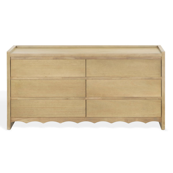 Rhylee Six-Drawer Wood Dresser — Spacious 63" Wide Solid Wood Storage With Clean Minimalist Design