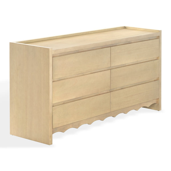 Rhylee Six-Drawer Wood Dresser — Spacious 63" Wide Solid Wood Storage With Clean Minimalist Design