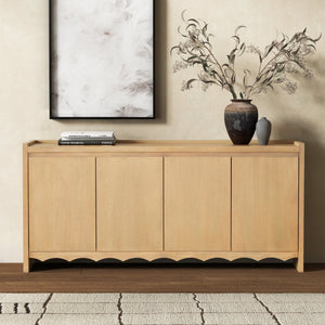 Rhylee Solid Wood 4-Door Sideboard With Generous Storage, Minimalist Design And Durable Craftsmanship