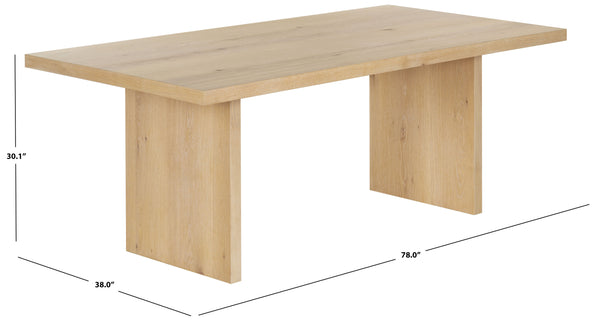 Shelbee Solid Wood Rectangle Dining Table With Ceruse Finish, Timeless Grain & Sturdy Modern Design