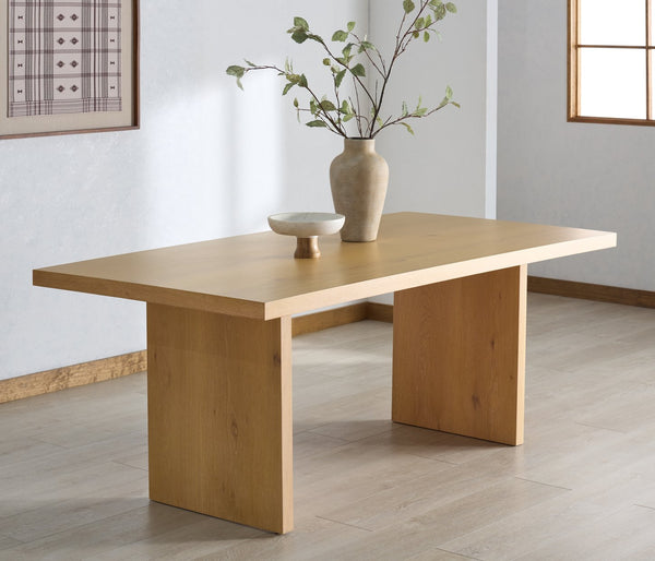 Shelbee Solid Wood Rectangle Dining Table With Ceruse Finish, Timeless Grain & Sturdy Modern Design