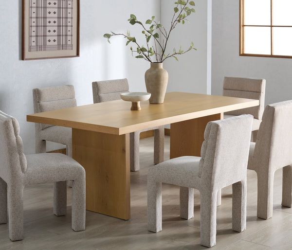 Shelbee Solid Wood Rectangle Dining Table With Ceruse Finish, Timeless Grain & Sturdy Modern Design