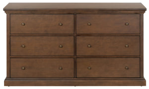 Lizzy Six-Drawer Dresser With Warm Wood Finish, Smooth-Glide Drawers And Timeless Contemporary Style