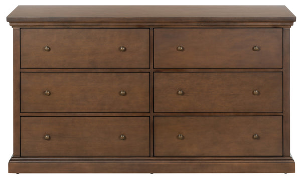 Lizzy Six-Drawer Dresser With Warm Wood Finish, Smooth-Glide Drawers And Timeless Contemporary Style