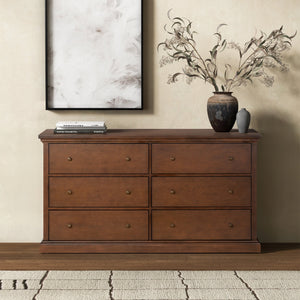 Lizzy Six-Drawer Dresser With Warm Wood Finish, Smooth-Glide Drawers And Timeless Contemporary Style