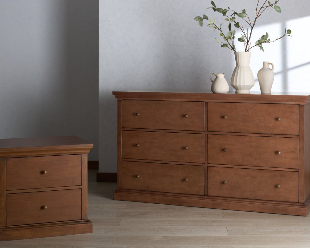 Lizzy Solid Wood 2-Drawer Nightstand With Sleek Metal Accents, Spacious Storage & Minimalist Design
