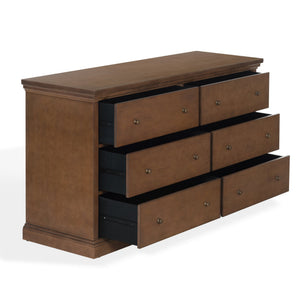 Lizzy Six-Drawer Dresser With Warm Wood Finish, Smooth-Glide Drawers And Timeless Contemporary Style