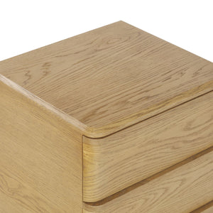 Guillermo Wood 3-Drawer Nightstand — Compact, Warm-Grain Bedside Storage With Smooth-Glide Drawers