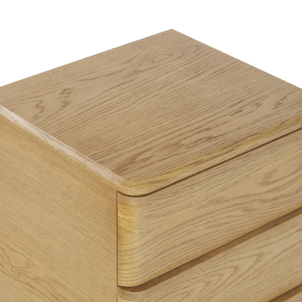 Guillermo Wood 3-Drawer Nightstand — Compact, Warm-Grain Bedside Storage With Smooth-Glide Drawers