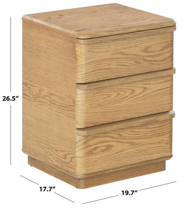 Guillermo Wood 3-Drawer Nightstand — Compact, Warm-Grain Bedside Storage With Smooth-Glide Drawers