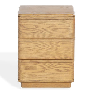 Guillermo Wood 3-Drawer Nightstand — Compact, Warm-Grain Bedside Storage With Smooth-Glide Drawers