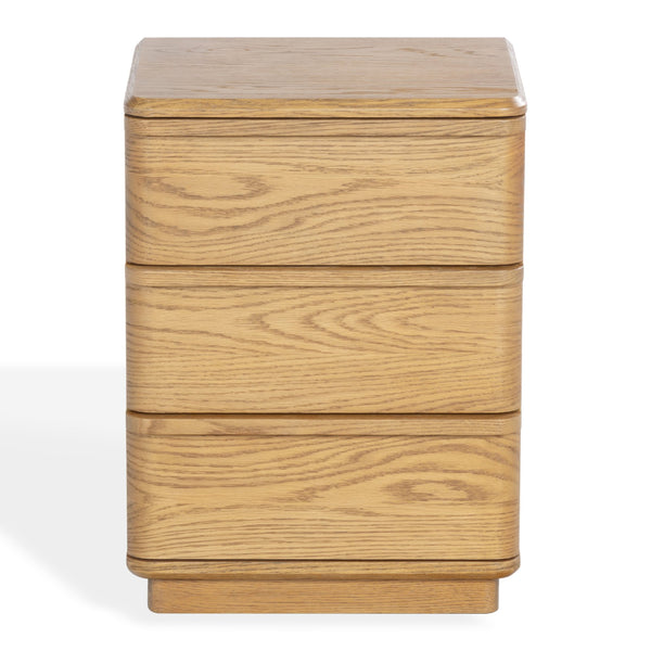 Guillermo Wood 3-Drawer Nightstand — Compact, Warm-Grain Bedside Storage With Smooth-Glide Drawers
