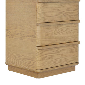 Guillermo Wood 3-Drawer Nightstand — Compact, Warm-Grain Bedside Storage With Smooth-Glide Drawers