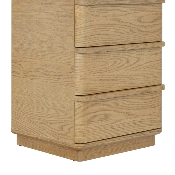 Guillermo Wood 3-Drawer Nightstand — Compact, Warm-Grain Bedside Storage With Smooth-Glide Drawers