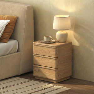 Guillermo Wood 3-Drawer Nightstand — Compact, Warm-Grain Bedside Storage With Smooth-Glide Drawers
