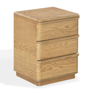 Guillermo Wood 3-Drawer Nightstand — Compact, Warm-Grain Bedside Storage With Smooth-Glide Drawers