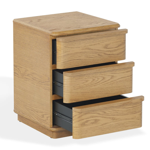 Guillermo Wood 3-Drawer Nightstand — Compact, Warm-Grain Bedside Storage With Smooth-Glide Drawers