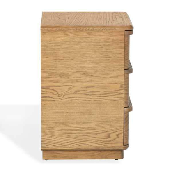 Guillermo Wood 3-Drawer Nightstand — Compact, Warm-Grain Bedside Storage With Smooth-Glide Drawers