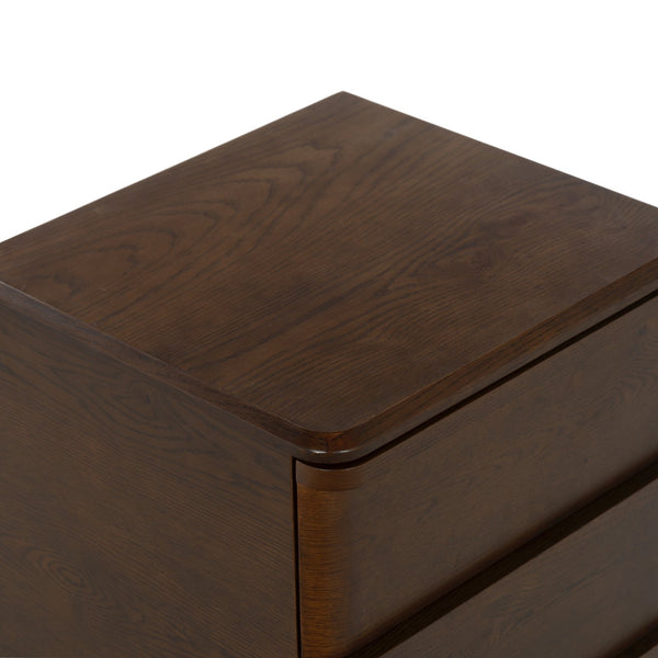 Guillermo Wood 3-Drawer Nightstand — Compact, Warm-Grain Bedside Storage With Smooth-Glide Drawers