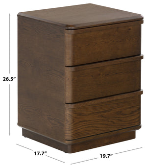 Guillermo Wood 3-Drawer Nightstand — Compact, Warm-Grain Bedside Storage With Smooth-Glide Drawers