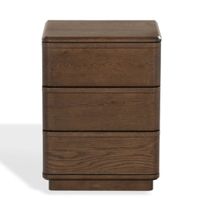 Guillermo Wood 3-Drawer Nightstand — Compact, Warm-Grain Bedside Storage With Smooth-Glide Drawers