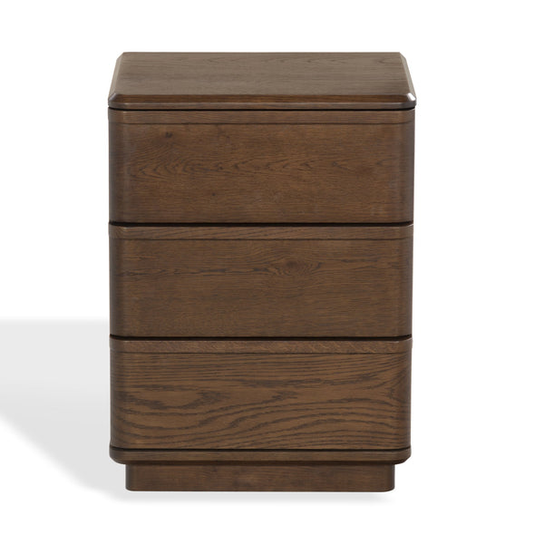 Guillermo Wood 3-Drawer Nightstand — Compact, Warm-Grain Bedside Storage With Smooth-Glide Drawers