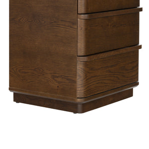 Guillermo Wood 3-Drawer Nightstand — Compact, Warm-Grain Bedside Storage With Smooth-Glide Drawers