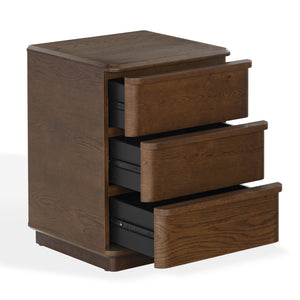 Guillermo Wood 3-Drawer Nightstand — Compact, Warm-Grain Bedside Storage With Smooth-Glide Drawers