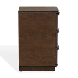Guillermo Wood 3-Drawer Nightstand — Compact, Warm-Grain Bedside Storage With Smooth-Glide Drawers