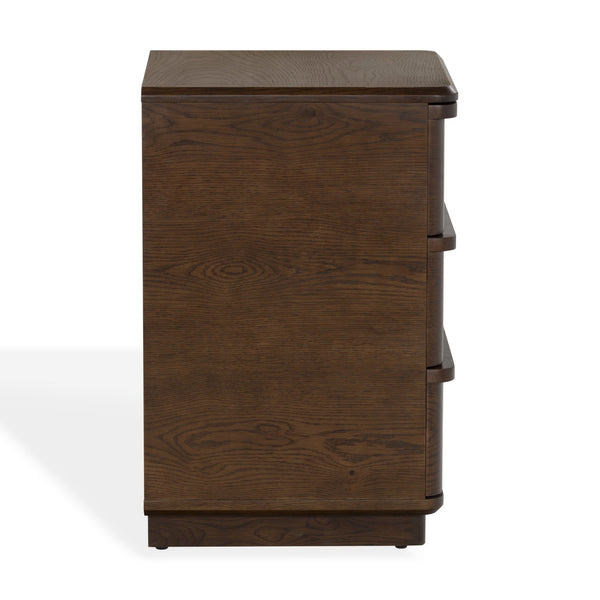 Guillermo Wood 3-Drawer Nightstand — Compact, Warm-Grain Bedside Storage With Smooth-Glide Drawers