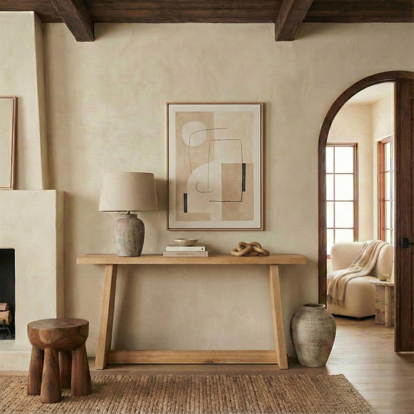 Maliq Solid Wood Console Table 72" X16" X34" — Slim Durable Entryway & Sofa Console With Warm Grain Finish