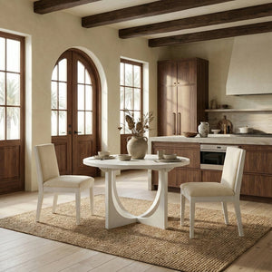 Clarastella Round Wood Dining Table — 48" Solid Wood Round Top, Durable Four-Leg Base For Everyday Use