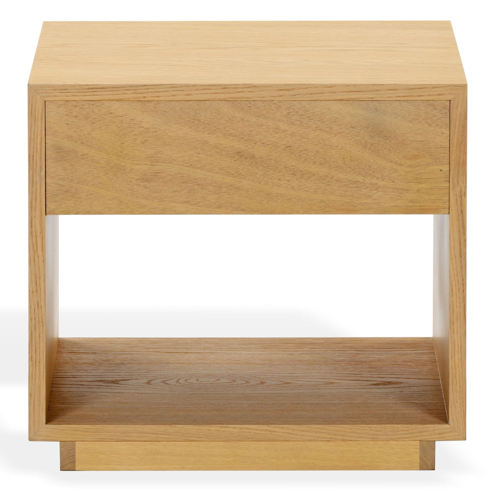 Safavieh Gabribecca Oak Veneer Nightstand with Brass Hardware Single Drawer Bedroom Storage GREIGE OAK SFV4278A