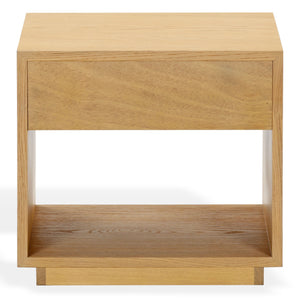 Safavieh Gabribecca Oak Veneer Nightstand with Brass Hardware Single Drawer Bedroom Storage GREIGE OAK SFV4278A
