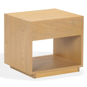 Safavieh Gabribecca Oak Veneer Nightstand with Brass Hardware Single Drawer Bedroom Storage GREIGE OAK SFV4278A