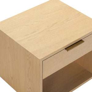 Safavieh Gabribecca Oak Veneer Nightstand with Brass Hardware Single Drawer Bedroom Storage GREIGE OAK SFV4278A