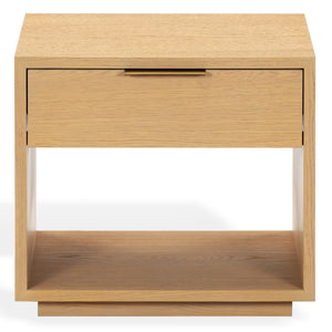 Safavieh Gabribecca Oak Veneer Nightstand with Brass Hardware Single Drawer Bedroom Storage GREIGE OAK SFV4278A