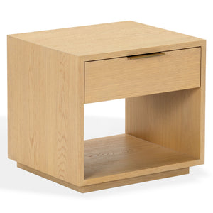 Safavieh Gabribecca Oak Veneer Nightstand with Brass Hardware Single Drawer Bedroom Storage GREIGE OAK SFV4278A