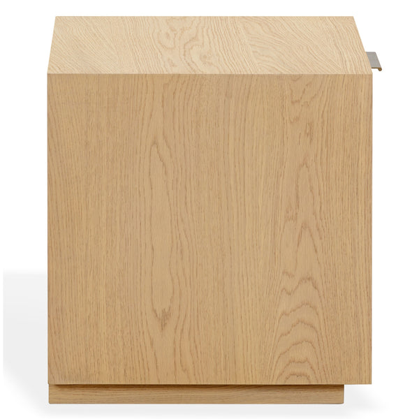 Safavieh Gabribecca Oak Veneer Nightstand with Brass Hardware Single Drawer Bedroom Storage GREIGE OAK SFV4278A
