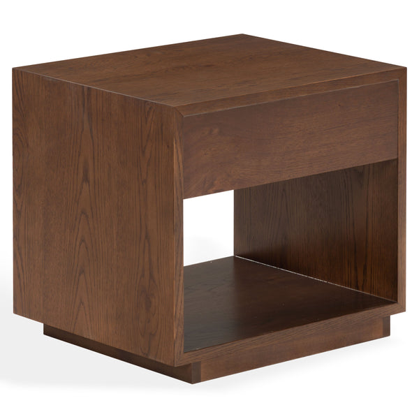 Safavieh Gabribecca Oak Veneer Nightstand with Brass Hardware Single Drawer Bedroom Storage WALNUT SFV4278B